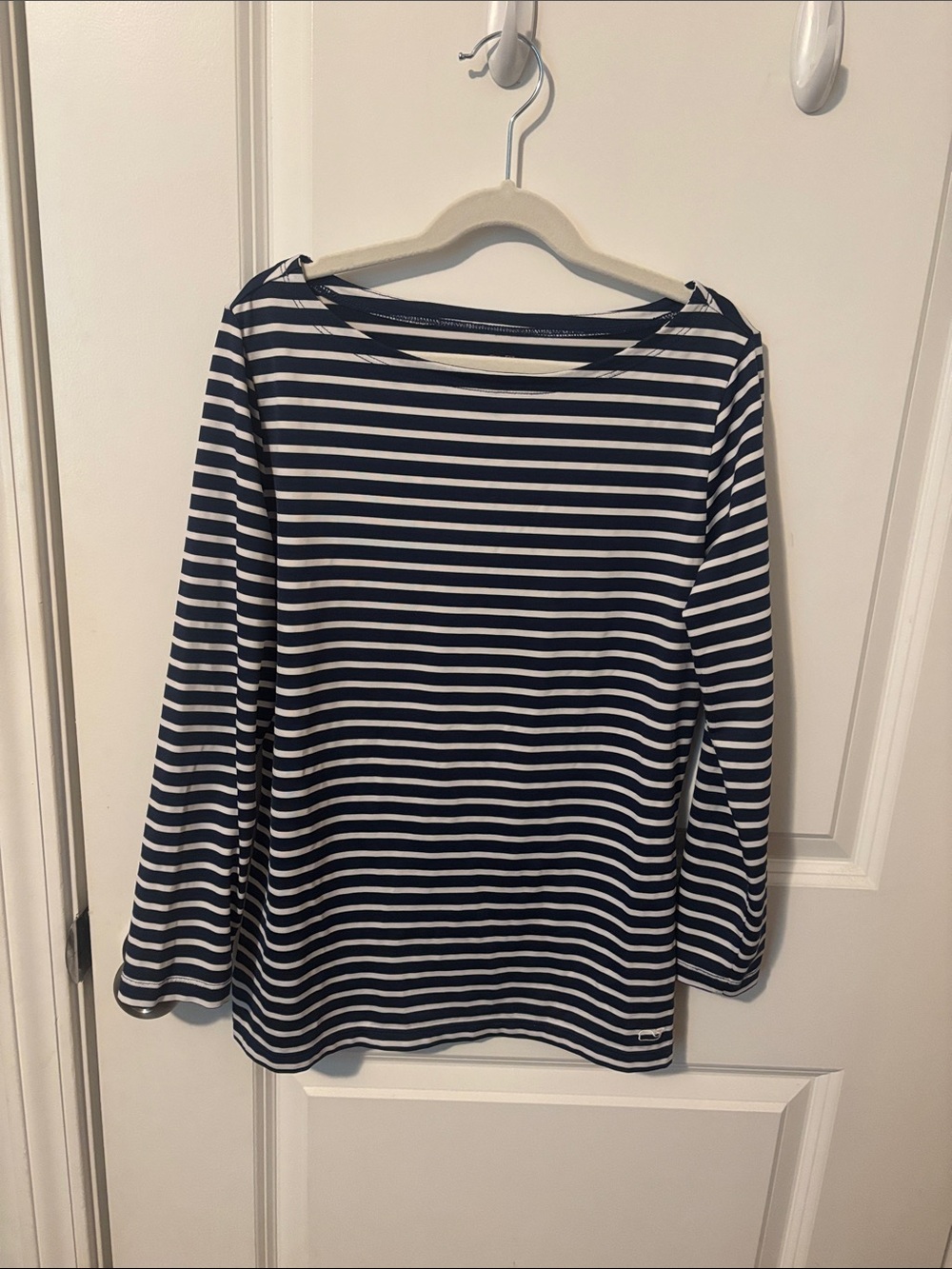 Vineyard Vines Navy and White Striped Long-Sleeve Tee